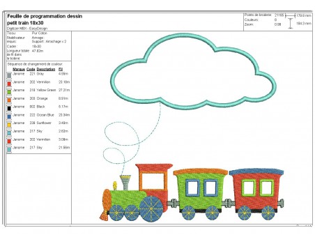 Motif de broderie train