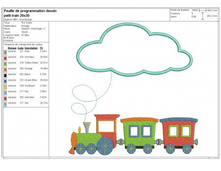 Motif de broderie train