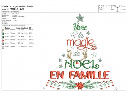 Motif de broderie machine noël en famille