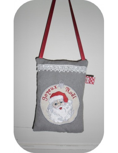Coussin De Noël - Hippocampes Et Père Noël - Broderie Brillante - 18x14 Pouces