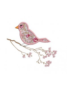 Motif de broderie oiseau sur une branche