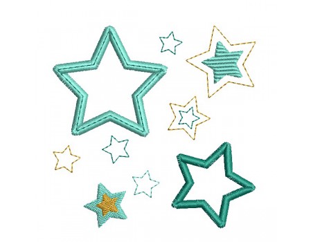 machine embroidery design patchwork of stars