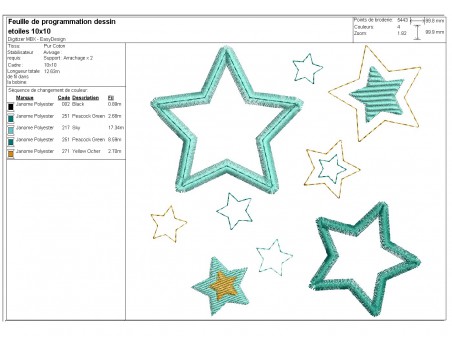 Motif de broderie machine  étoiles patchwork