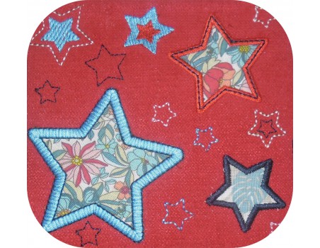 machine embroidery design patchwork of stars