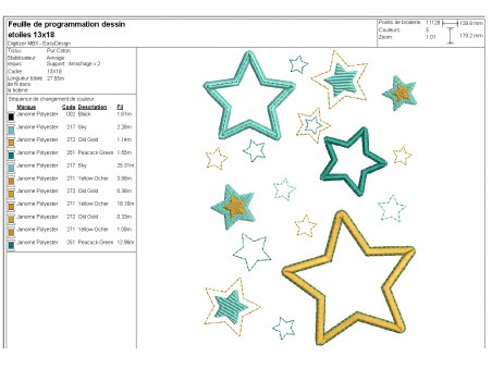 machine embroidery design patchwork of stars