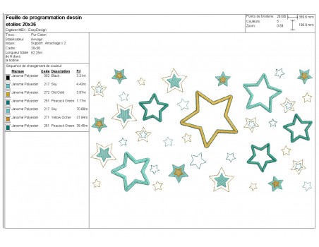 Motif de broderie machine  étoiles patchwork