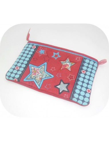 Motif de broderie machine trousse patchwork d'étoiles