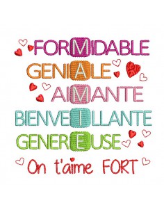 motif broderie machine acrostiche mamie