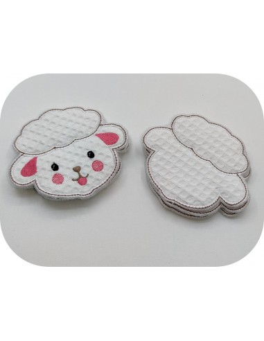 machine embroidery design ith sheep cotton wipes