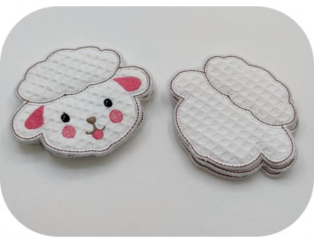 machine embroidery design ith sheep cotton wipes