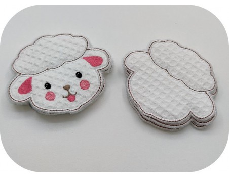 Motif de broderie machine lingettes mouton