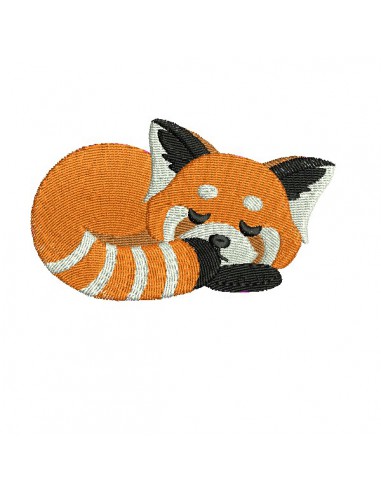 machine embroidery design sleeping red panda