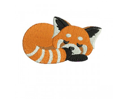 machine embroidery design sleeping red panda