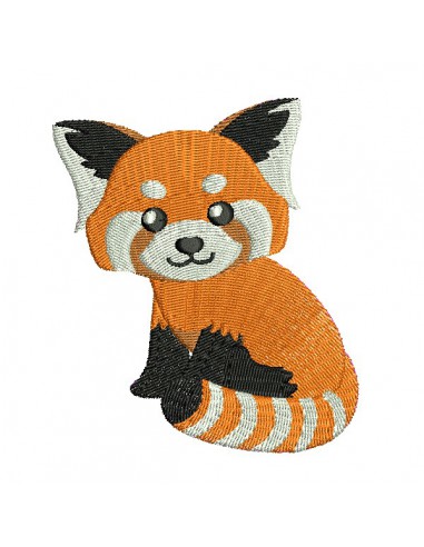 machine embroidery design red panda sitting