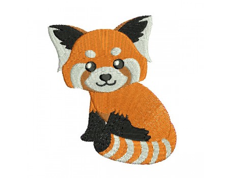 machine embroidery design red panda sitting