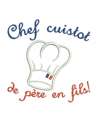 machine embroidery design applique chef's hat