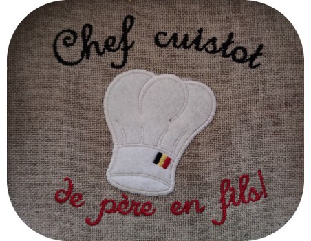 machine embroidery design applique chef's hat