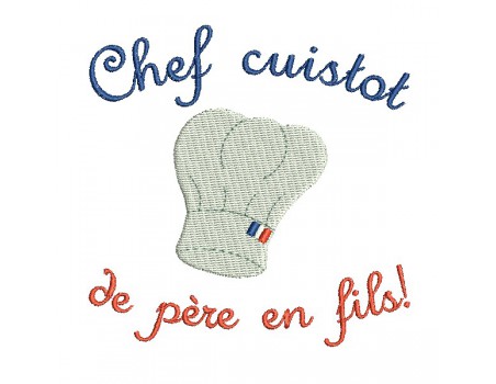 Motif de broderie machine  toque chef cuistot