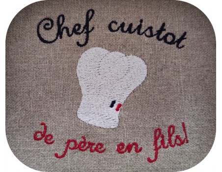 Motif de broderie machine  toque chef cuistot