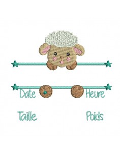 machine embroidery design customizable birth journal sheep boy