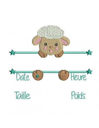 machine embroidery design customizable birth journal sheep boy