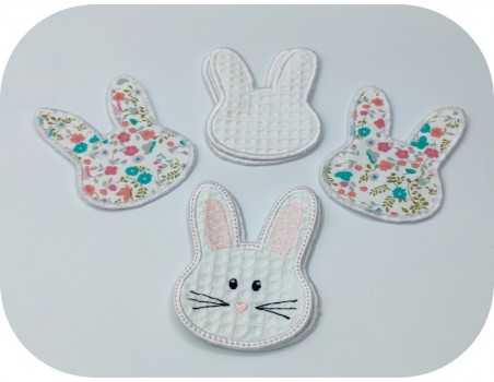 machine embroidery design ith reusable rabbit head cotton wipes