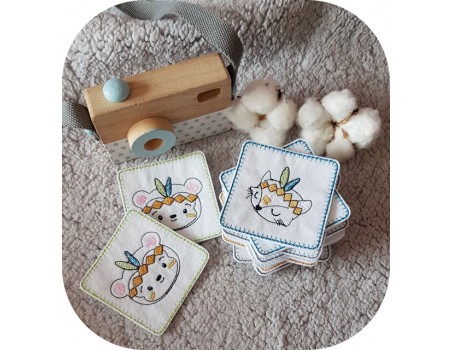 Motif de broderie machine memory  petits animaux indiens ITH