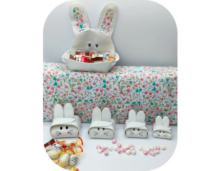 Motif de broderie machine boite  lapin  ITH