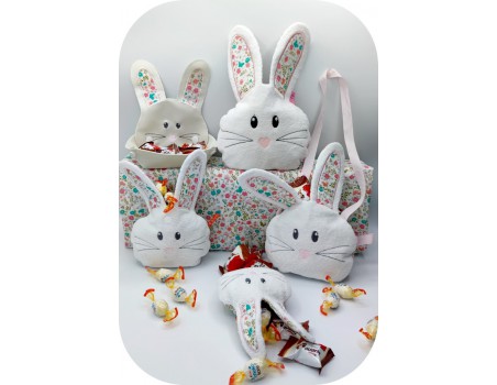 machine embroidery design  easter bunny head candy bag ith