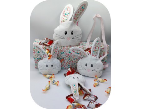 Motif de broderie machine sac à bonbons  lapin  ITH