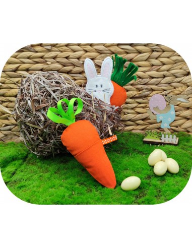 machine embroidery design ith rabbit in his carrot