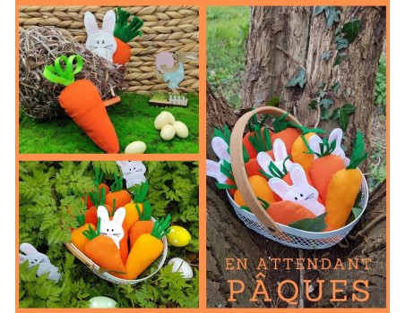 machine embroidery design ith rabbit in his carrot