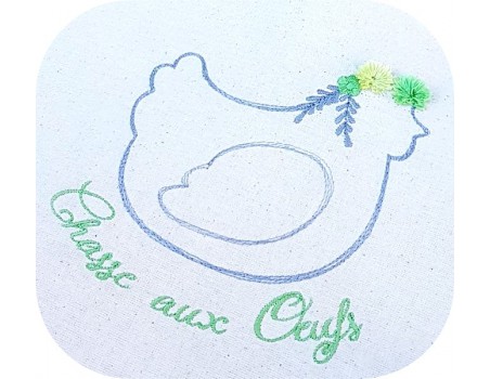 machine embroidery design easter hen 3D