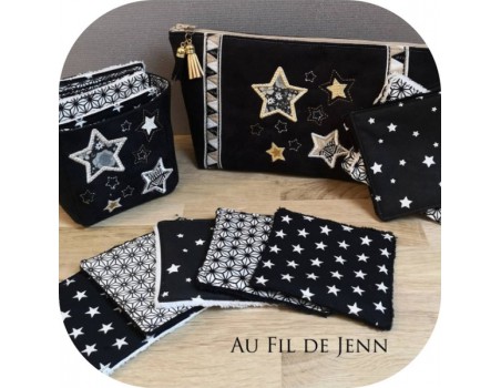 Motif de broderie machine  étoiles patchwork