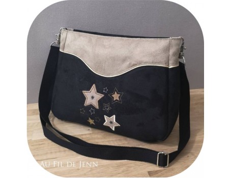 machine embroidery design patchwork of stars