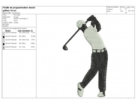 machine  Embroidery design golfer
