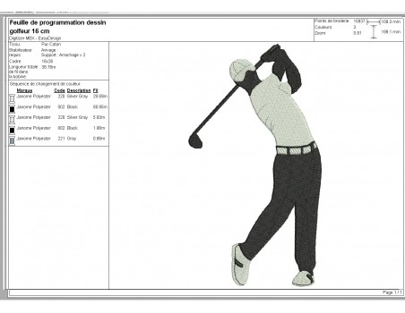 Motif de broderie machine golfeur