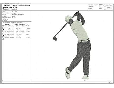 machine  Embroidery design golfer