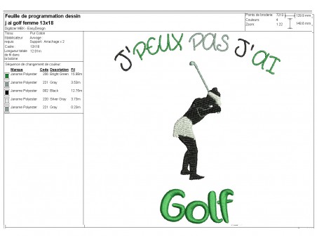 machine  Embroidery design  i can not  golf