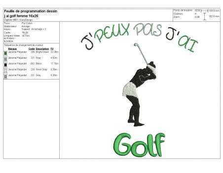 machine  Embroidery design  i can not  golf