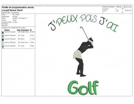 machine  Embroidery design  i can not  golf