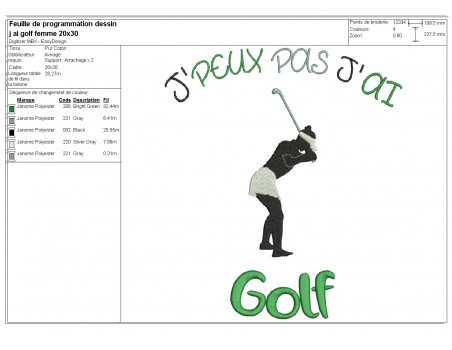 machine  Embroidery design  i can not  golf