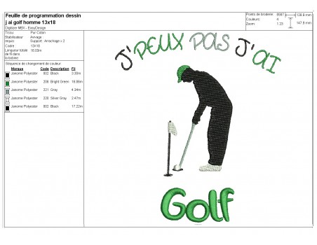 machine  Embroidery design  i can not  golf for men