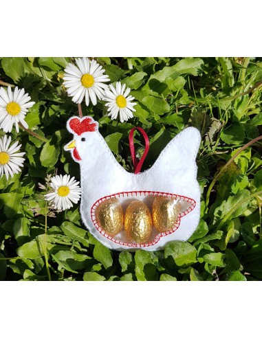 Motif de broderie machine poule ITH pour bonbons ou chocolats