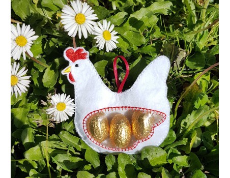 Motif de broderie machine poule ITH pour bonbons ou chocolats