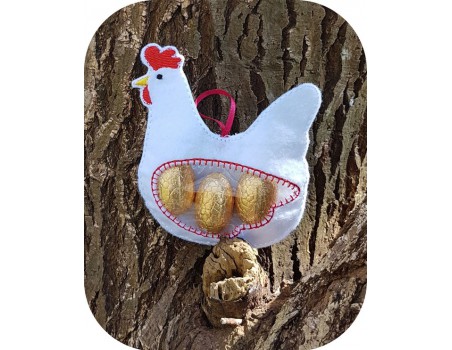 Motif de broderie machine poule ITH pour bonbons ou chocolats