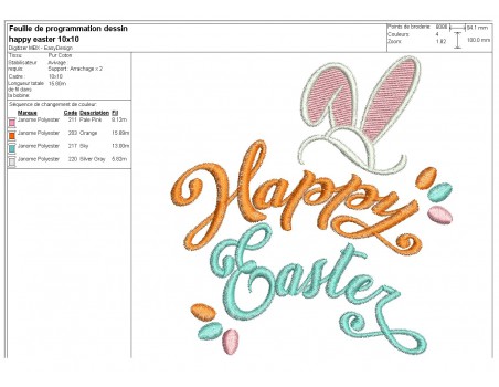 Motif de broderie machine Happy easter