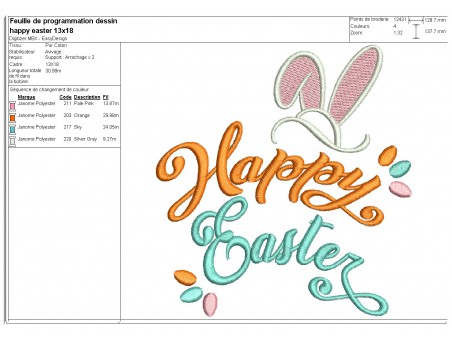 Motif de broderie machine Happy easter