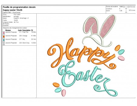 Motif de broderie machine Happy easter