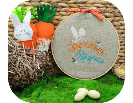 machine embroidery design   french text happy easter